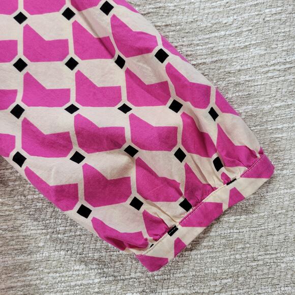 Zara Geometric Babydoll Dress Womens Medium Pink High Low Tunic Tiered Loose Fit - Picture 9 of 13